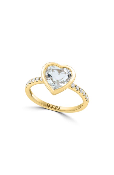 Anillo Topacio Blanco Corte Corazón y Diamante - 0.17ct.