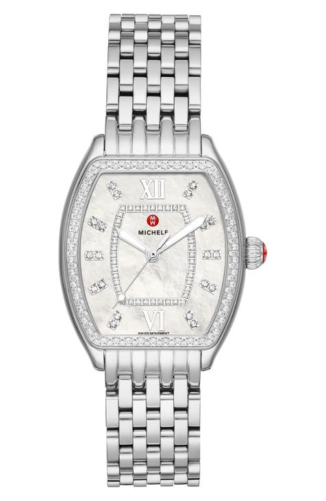 Reloj de mujer con correa de acero inoxidable intercambiable, 31mm x 32mm - 0.63 ctw