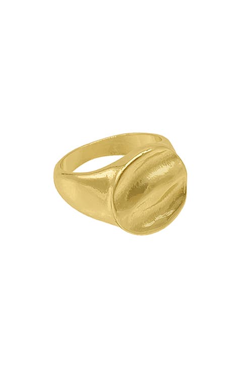Anillo de sello ondulado chapado en oro amarillo de 14 quilates