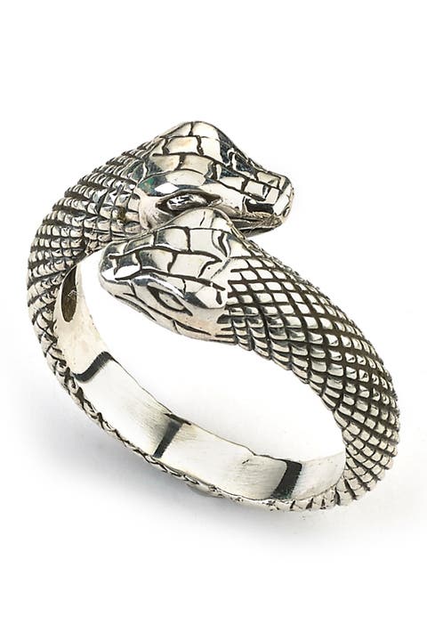 Anillo Bypass Serpiente Oro Amarillo 18K y Plata de Ley