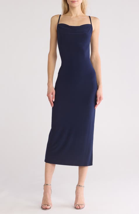 Vestido midi con cuello redondo