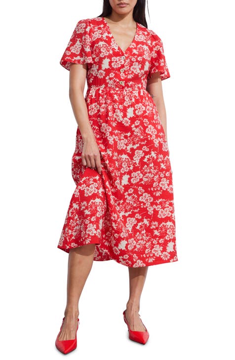 Vestido midi acampanado con estampado floral