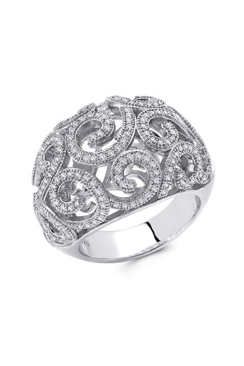 Anillo Cúpula Remolino Micro Pavé Simulado Diamante