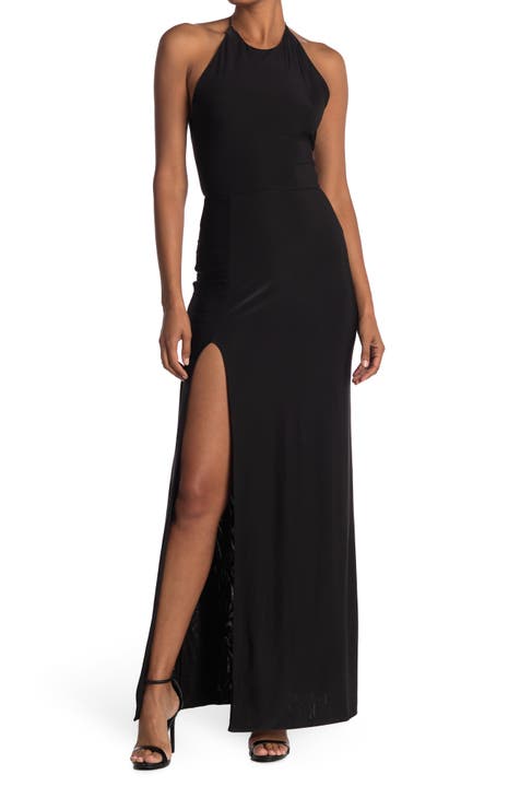 Vestido largo ceñido con cuello halter