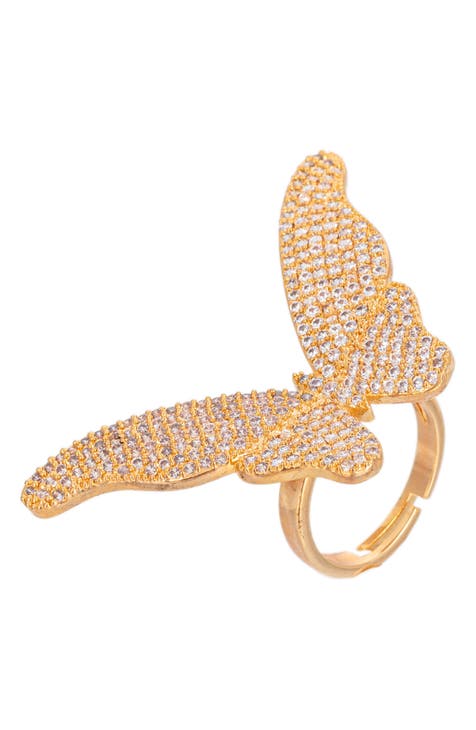 Anillo Mariposa Ajustable Pavé CZ - Talla 7