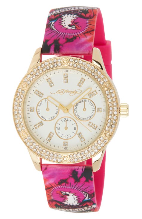 Reloj con correa de silicona Crystal Graphic, 38 mm x 44 mm