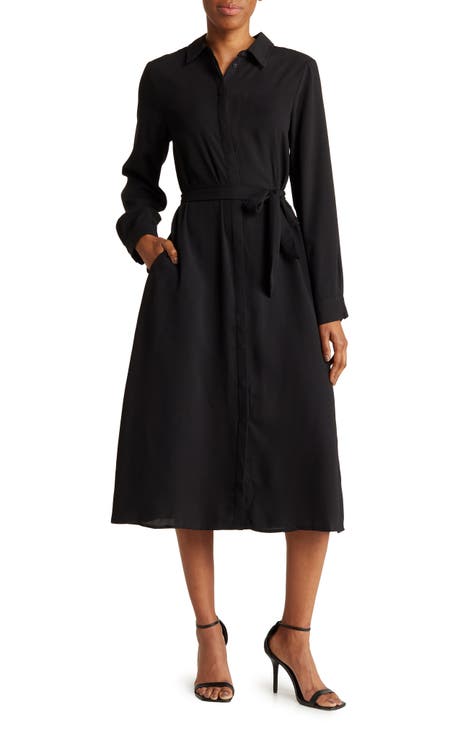 Vestido recto de manga larga fácil