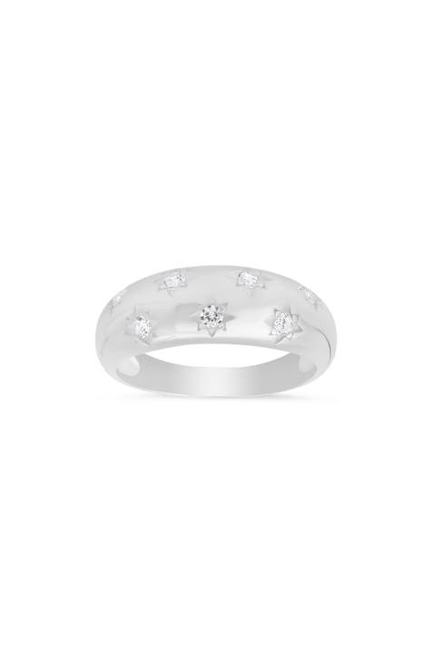 Anillo Cúpula Celeste CZ Plata de Ley