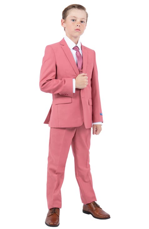 Traje de cinco piezas malva para niños (niño grande)