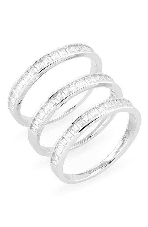 Juego de 3 anillos apilables de circonita cúbica con engastes de canal