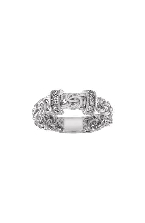 Anillo bizantino de diamantes de plata de ley - 0,04ct.