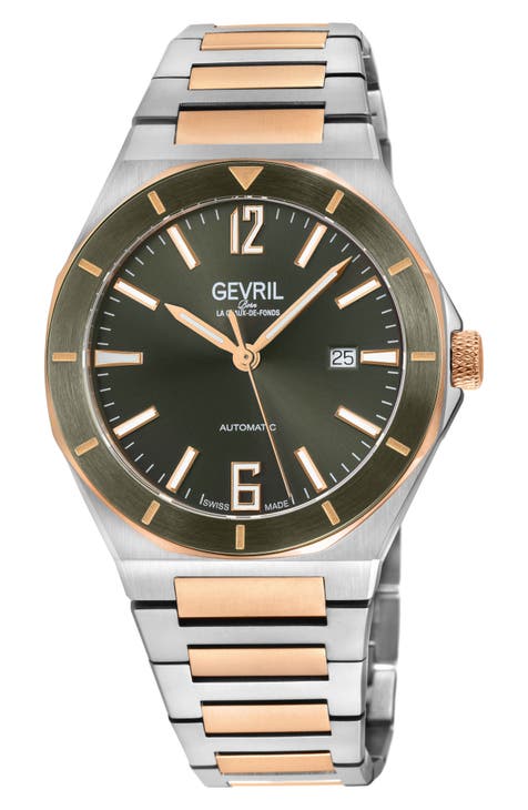 Reloj automático de pulsera High Line bicolor chapado en oro, 43 mm