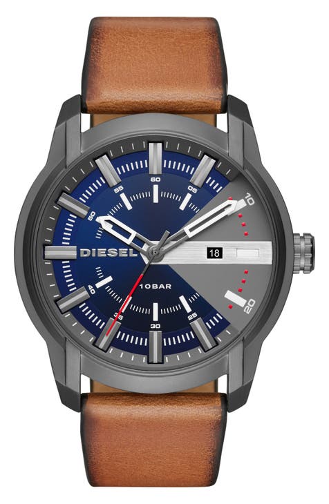 Reloj Armbar con tres manecillas y correa de piel, 45 mm