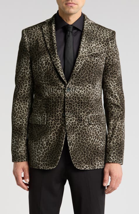 Abrigo deportivo de algodón con microleopardo (regular y grande)