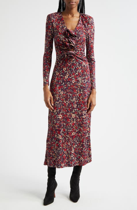 Vestido de punto con manga pulsera floral