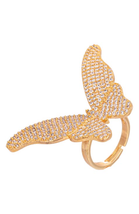 Anillo Mariposa Ajustable Pavé CZ - Talla 9