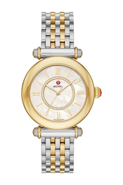 Reloj de pulsera Caber Diamond Two-Tone para mujer, 35 mm - 0,19 ctw