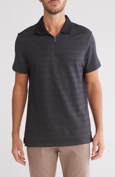 Iconic Herringbone Cotton Zip Polo