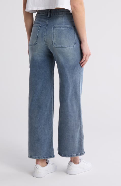 Jeans anchos con bolsillo de parche