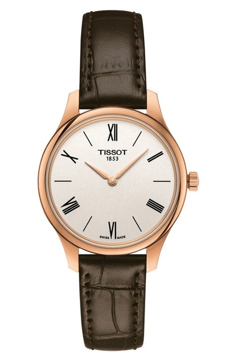 Reloj con correa de piel repujada Tradition para mujer, 31 mm