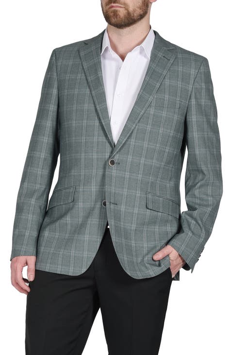 Abrigo deportivo con cuello de muesca a cuadros verde