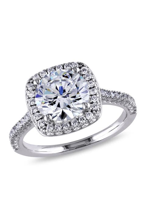 Anillo Halo CZ de Plata de Ley