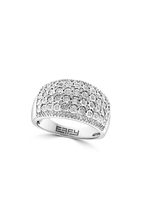Anillo Pavé de Diamantes de Plata de Ley - 0,49ct