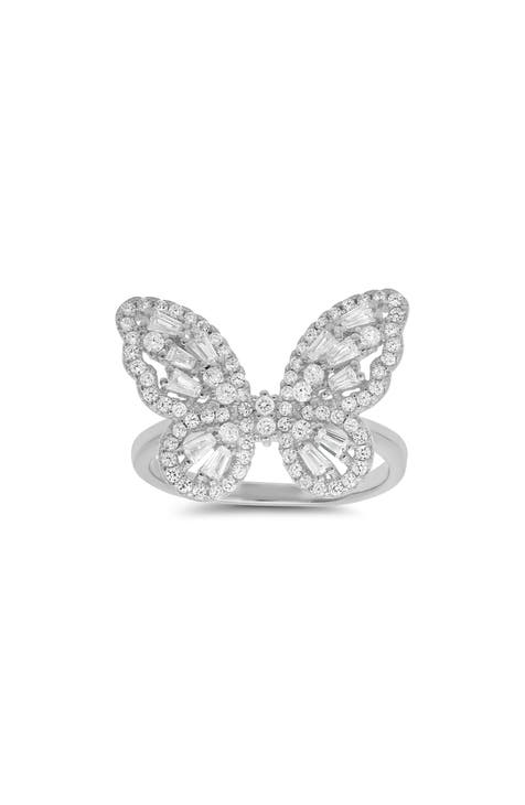 Anillo Mariposa Baguette CZ Plata de Ley