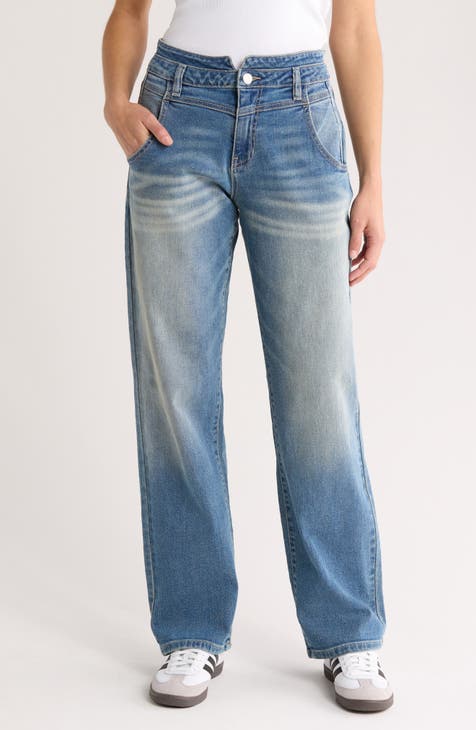 Jeans rectos con canesú de doble costura