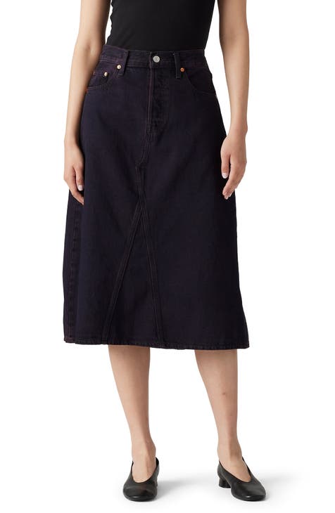 Falda midi de mezclilla decon de cintura alta