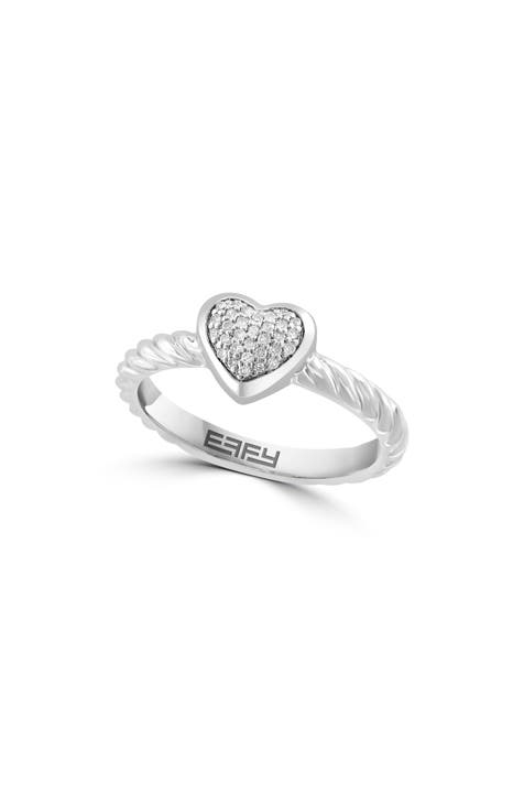Anillo Pavé Corazón Diamante Plata de Ley - 0,09ct.