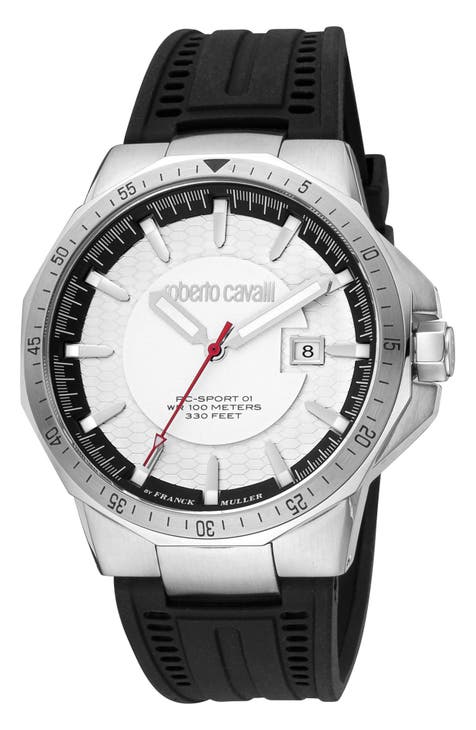 Reloj deportivo con correa de silicona y cuarzo, 44 mm