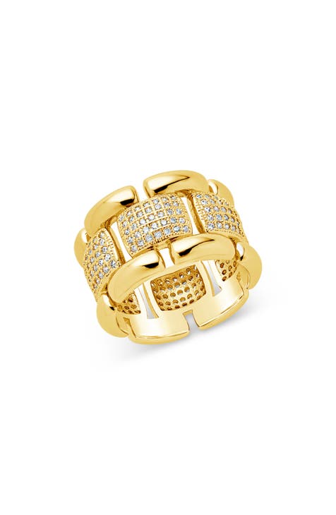 Anillo de eslabones con pavé de circonitas Avina