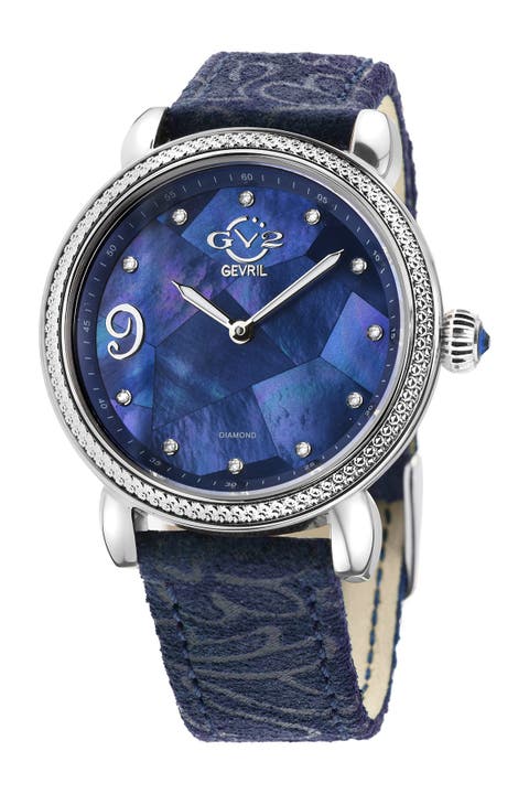 Reloj Ravenna con pulsera de nácar y diamantes en relieve, 37 mm - 0,053 ctw