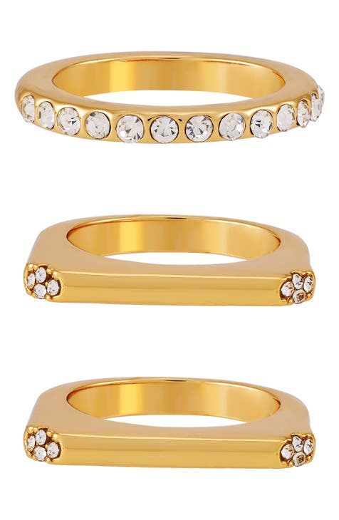 Paquete de 3 anillos de cristal surtidos