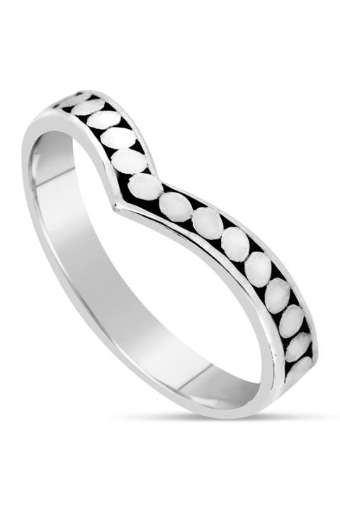 Anillo de plata de ley con diseño de puntos y flechas