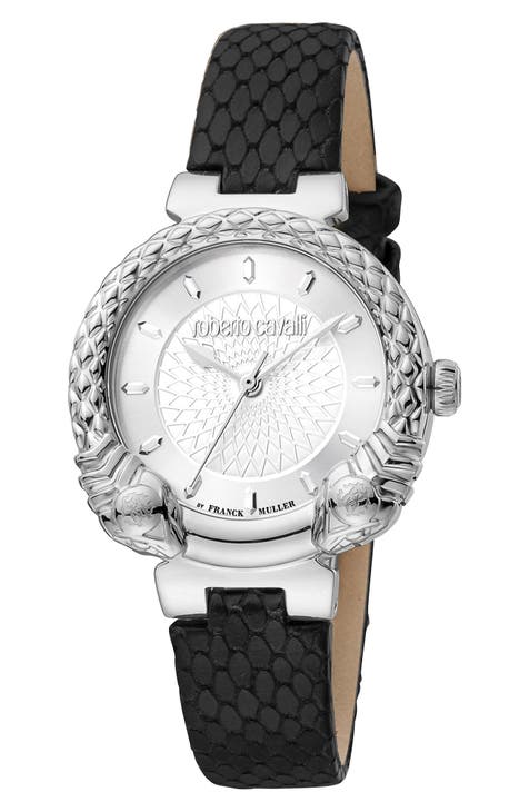 Reloj Snake de cuarzo suizo con correa de piel repujada, 32 mm