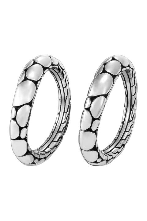 Juego de 2 anillos apilables Kali Arus de plata de ley con textura de guijarros - Talla 6