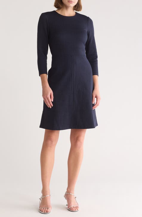 Vestido recto de corte A con manga tres cuartos