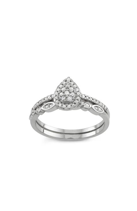 Anillo de novia de diamantes de plata de ley - 0,31ct.