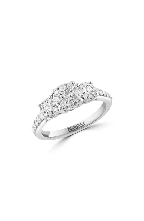 Anillo de plata de ley con racimo de diamantes, 0,49 ct