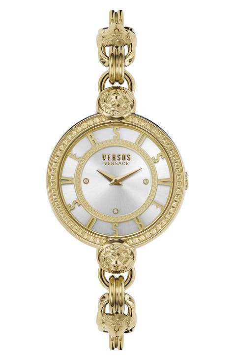 Reloj pulsera Versace de acero inoxidable, 36 mm, esfera plateada, para mujer