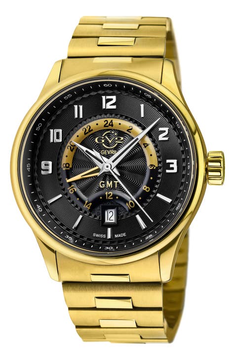 Reloj de pulsera de acero inoxidable con esfera negra Giromondo para hombre, 40 mm