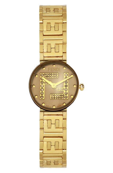 Forever Fendi Reloj de pulsera de cuarzo suizo con pavé de diamantes, 19mm - 0.12 ctw