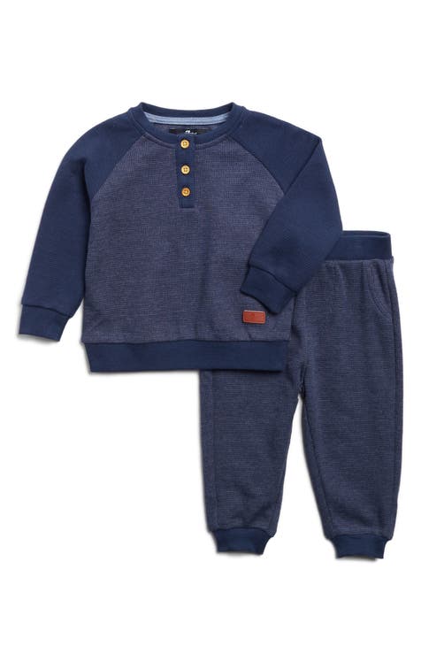 Conjunto Henley & Joggers de punto waffle suave (bebé)