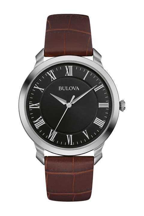 Reloj clásico con correa marrón para hombre, 41 mm