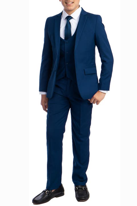 Conjunto de traje sólido de 5 piezas para niños (niño pequeño, niño pequeño y niño grande)