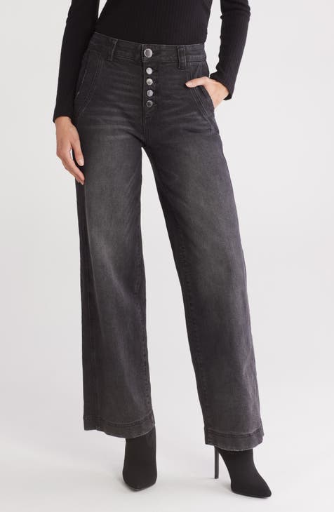 Vaqueros de pernera ancha con panel frontal Skyrise