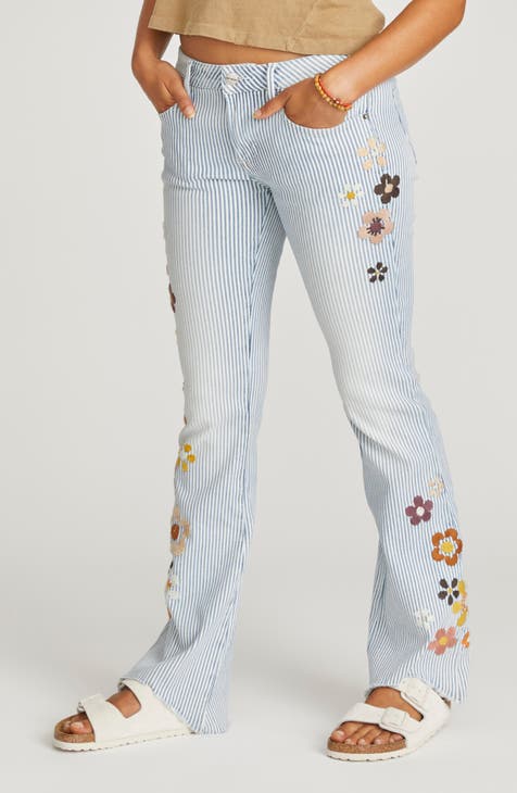 Vaqueros con corte tipo bota de talle bajo Eva Boogie Nights (rayas azules)