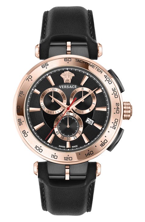 Reloj con correa de piel Aion, 45 mm